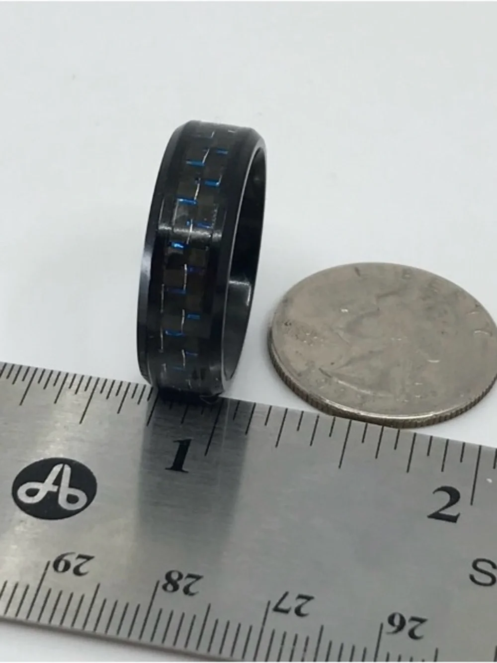 Black Ring with Blue Carbon Fiber Inlay